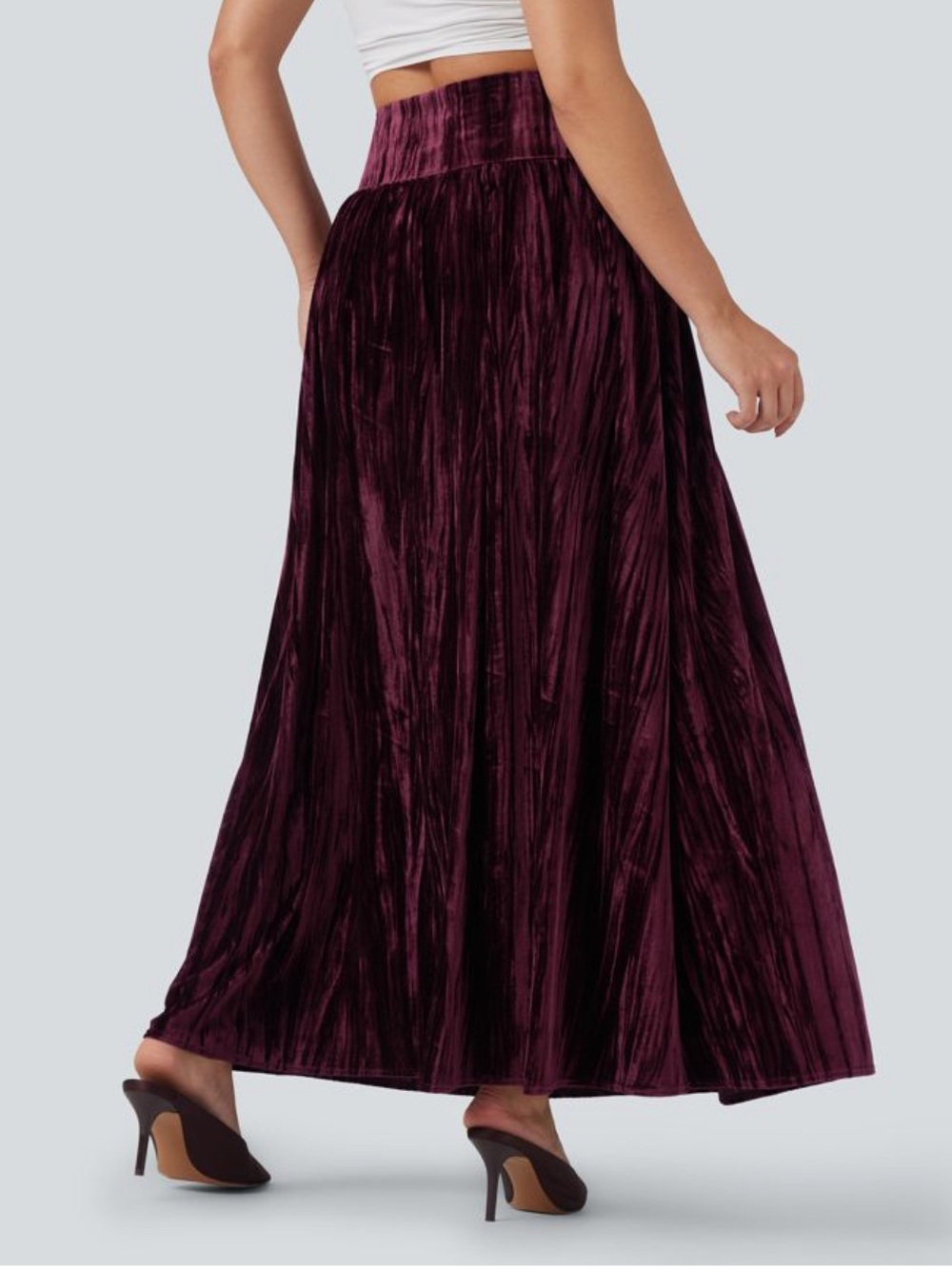 Halara High Waisted 2-in-1 Velvet Maxi Casual Skirt NwT - Picture 3 of 7